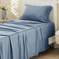 Bedsure Cooling Sheets Twin, Rayon Derived from Bamboo, Breathable & Soft Twin Sheets Set, Deep Pocket Up to 16 Inches, Hotel Luxury Silky Bedding for Hot Sleepers, Dusty Blue