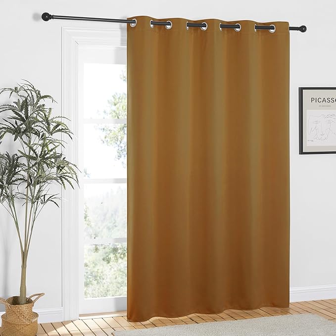 NICETOWN Gold Brown Blackout Curtains 84 inch Length, Grommet Top Room Darkening Drapes for Bedroom Living Room, Light Blocking Window Covering for Privacy (W66 x L84 Inch, 1 Panel)