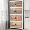 Storage Bins with Lids and Wheels, 660QT-165QT*4Tier Collapsible Bathroom Storage Cabinet with Clear Doors, Plastic Stackable Closet Organizers and Containers White