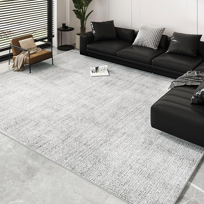Area Rugs 5x7, Soft Machine Washable Rugs for Living Room Non Silp Vintage Rug Black Carpet for Living Room Dinning Room Farmhouse Bedroom Rug Under Bed Floor | Light Grey