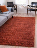Unique Loom Solid Shag Collection Area Rug (9' x 12' 2" Rectangle, Terracotta)