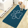 OLANLY Dog Door Mat for Muddy Paws 47x24, Paw Print Design, Absorbs Moisture and Dirt, Absorbent Non-Slip Washable Doormat, Quick Dry Chenille Mud Mat, Entry Indoor Entryway Carpet, Atlantic Blue