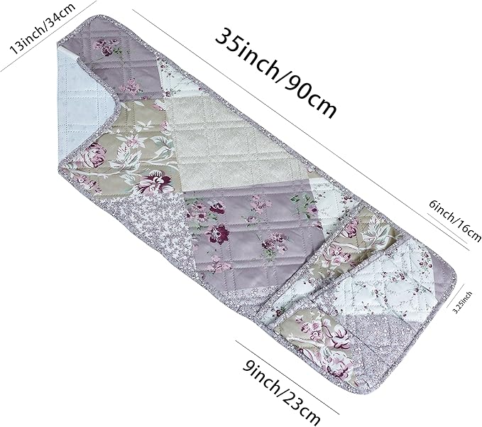 Brilliant Sunshine Lilac Rose Patchwork Couch Armrest 5 Pockets Organizer, Slip Resistant Recliner Armchair Caddy, Washable Remote Controls Holder, Storage for Magazine, Tablet, Phone, iPad, Lilac