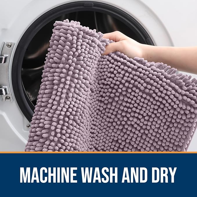 OLANLY Dog Door Mat for Muddy Paws 70x46, Absorbs Moisture and Dirt, Absorbent Non-Slip Washable Doormat, Quick Dry Chenille Mud Mat for Dogs, Entry Indoor Entryway Carpet for Inside Floor, Deep Plum