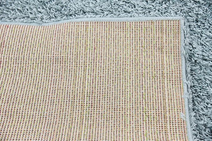 Unique Loom Solid Shag Collection Area Rug (6' 1" x 9' Rectangle, Light Slate Blue)