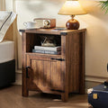 Joaxswe Night Stand with Charging Station and USB Port, 18 Inch Farmhouse Nightstand with Storage Shelf, Rustic Wood Bedside Table with Magnetic Door, Bed Side Tables for Bedroom, Reclaimed Barnwood