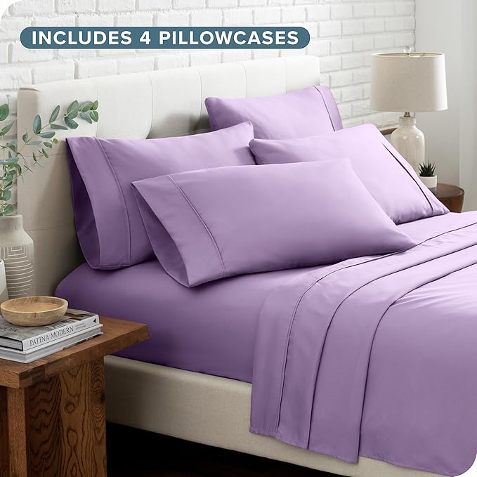 California King Sheet Set - 6 Piece Set - Hotel Luxury Bed Sheets - Ultra Soft - Deep Pockets - Easy Fit - Cooling & Breathable Sheets - Wrinkle Resistant - Lavender - Cal King Sheets - 6 PC