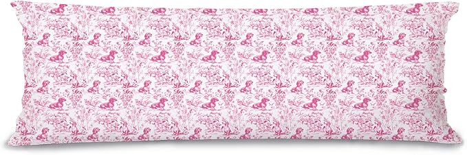 Pink Chinoiserie Dachshund Dog 20x54 Body Pillow Cover with Zipper,Dachshund Weiner Decor,Grandmillennial Pink Weiner Dog Decorative Body Pillow Cases for Bed Couch