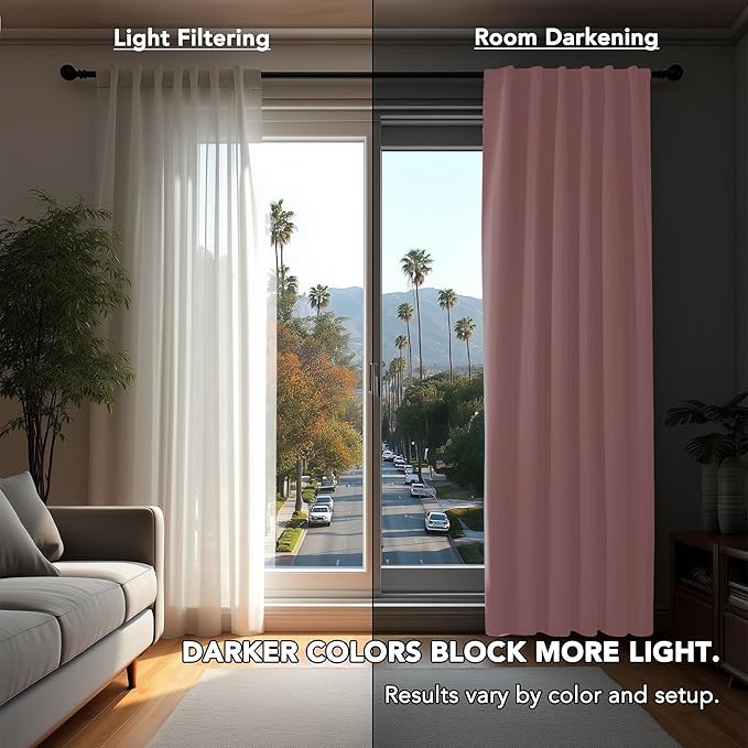 Deconovo Short Blackout Curtains for Small Windows Thermal Insulated Rod Pocket and Back Tab Curtains 42Wx45L Inch Coral Pink 2 Panels
