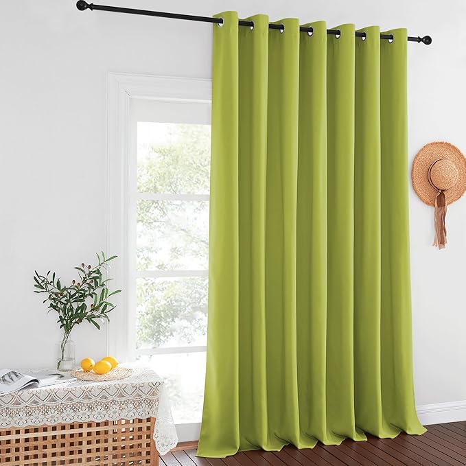 NICETOWN Blackout Curtains for Sliding Glass Door Room Divider Noise Reduce Curtain Panel Portable Window Screen Sliding Partition, W100 x L102 inches, 1 Panel, Fresh Green