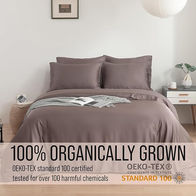 Bella Coterie 6 Piece Luxury Bamboo Viscose California King Size Sheet Set | 100% Organically Grown | Cooling for Hot Sleepers | 18" Deep Pocket | Soft & Hypoallergenic | 4 Pillowcases [Mocha]