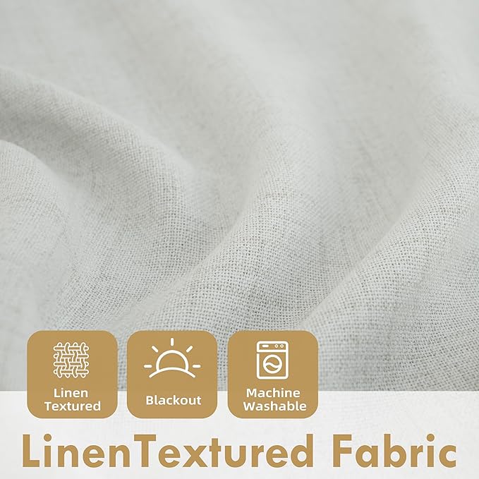DriftAway Double Layer Linen Blackout Tie Up Curtains Thermal Insulated Fully Lined Balloon Roman Shade Bathroom Window Adjustable Rod Pocket for Small Window 39 Inch by 55 Inch Ivory Cream