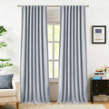 Vision Home Blue Fog Linen Full Blackout Curtains 108 inch for Bedroom Living Room Darkening Soundproof Window Panels 9FT Thermal Insulated Rod Pocket Back Tab Farmhouse Drapes 56" Wx108 Lx2
