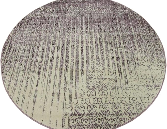 Unique Loom Del Mar Collection Area Rug - Jennifer (6' 1" Round, Purple/ Ivory)