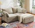 ABCASA Luxury Modular Sectional Sofa, L-Shaped 3-Seat Couch with Storage Ottoman Deep Seat & Reversible Chaise Lounge Chenille Beige for Compact Spaces, Apartments, Dorm