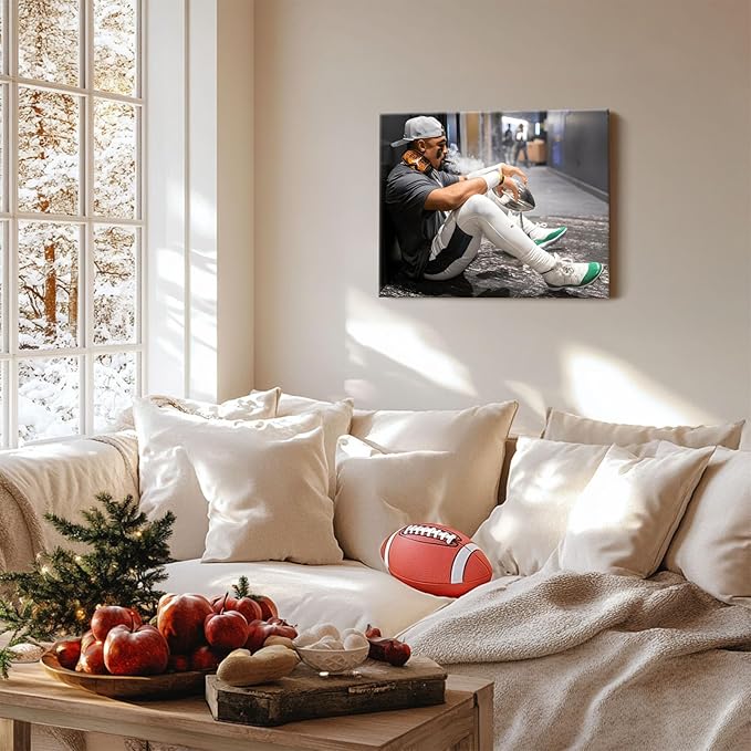 B.B.F MAKE 2025 Super Canvas Bowl Wall Art Champions Eagles Poster Print Philadelphia Hurts Painting Canvas Wall Decor Sports Stars Picture Modern Bedroom Living Room Home Decoration, Framed 8x10inch