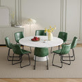 Dining Chairs Set of 8, 18 Inch Modern Armless Dining Chair with Back, Faux Leather Kitchen Dining Room Chair with Metal Legs for Home, Bistro Coffee Shops (Green)