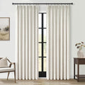 Topfinel 90 Inches Long Full Blackout Linen Curtains for Bedroom, Pinch Pleated Sound Block Curtains, Oatmeal Decorative Elegant Farmhouse Lined Drapes 2 Panels Set for Living Room Sliding Door