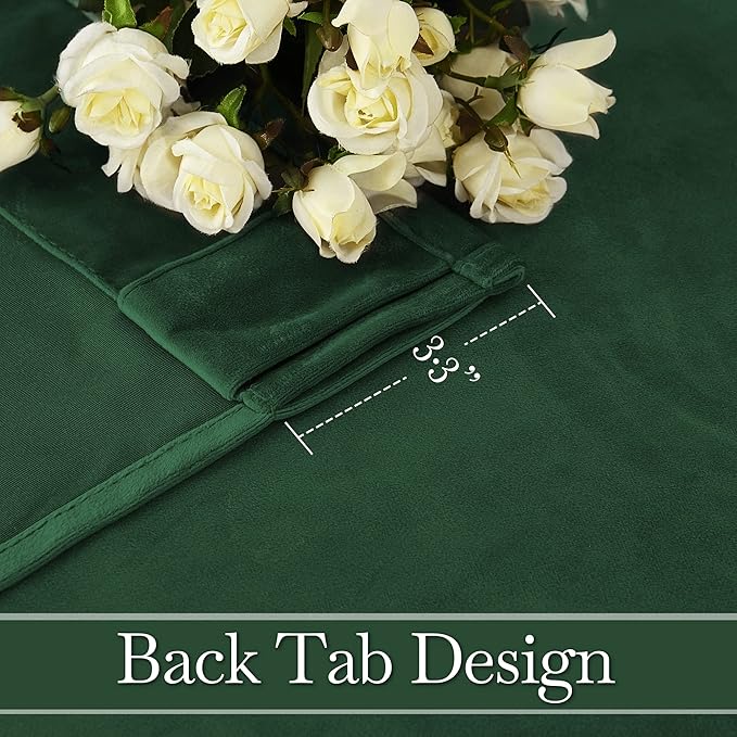 RYB HOME Velvet Closet Curtains 84 inches, Room Darkening Thermal Insulated Privacy Back Tab Drapes for Doorway Enterway, Dormitory, Hunter Green, W 42 x L 84 inches, 2 Panels Set