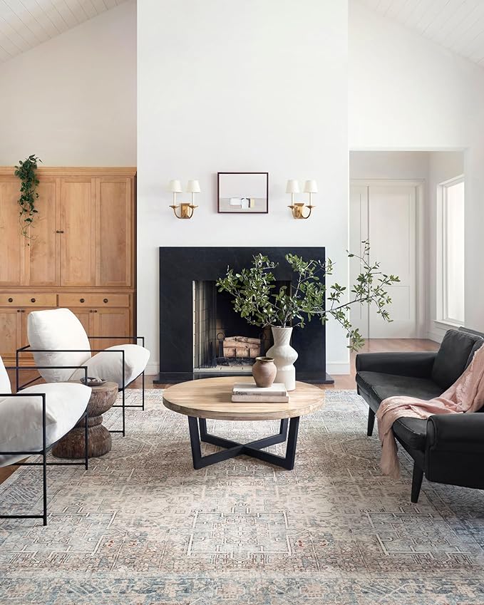 Loloi Chris Loves Julia Jules Collection JUL-07 Natural/Ocean 5'-0'' x 7'-6'', .13" Pile Height, Area Rug