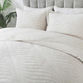 HoneiLife King Quilt Bedding Set - Velvet Quilt Sets 3-Pieces, Lightweight Bedspreads Solid Coverlets Retro Bed Cover Quilt King Size All Season Quilts, Nature White