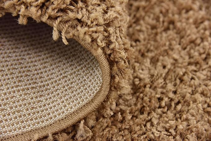 Unique Loom Solid Shag Collection Area Rug (7' 10" Square, Sandy Brown)