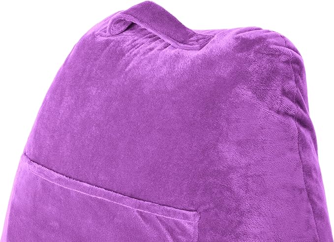 Husband Pillow Light Purple, Original Reading Pillow in Bed Rest Chair, Shredded Memory Foam Large Lounge Cushion Adult Backrest with Arms, Comfy Back Support for Sit Sitting Up, Wash/Removable Cover
