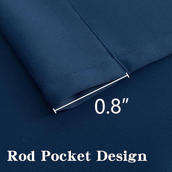 Blackout Curtains 84 Inch Length 2 Panels Set, Black Out Curtains for Bedroom 84 Inch Long, Rod Pocket Energy Saving Room Darkening Drapes for Living Room Window Navy Blue(W52 x L84)
