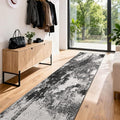 Machine Washable Runner Rug 2x6: Non Slip Hallway Rug Low Pile Kitchen Runner Soft Abstract Rug with Rubber Backing for Entryway Bedroom Bathroom Farmhouse Laundry Living Room Black White 2x6