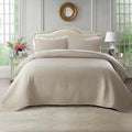 KASENTEX Queen XL Quilt Set 98"x98" – Soft Washed 3-Layer Lightweight Bedspread, Minimalist Nordic Design, All-Season Spring & Summer Quilt Set (1 Quilt + 2 Pillow Shams),Light Taupe