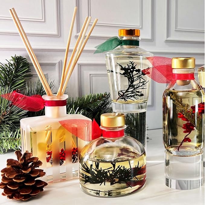 LOVSPA Reed Diffuser Set, Holiday Scented Oil Diffuser with Sticks, Home Fragrance Accessories for Bathroom Shelf Decor, Aroma Diffusers for Home or Office Desk, USA Made