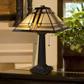 Lavish Home Tiffany-Style Table Lamp – Mission-Design Art Glass Lighting with 2 LED Bulbs Included – Vintage-Look Handcrafted Room Décor (Brown)