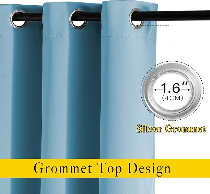 NICETOWN Blackout Curtains Panels for Window - Window Treatment Thermal Insulated Solid Grommet Blackout Drapes for Bedroom (Teal Blue, Double Panels, 66 by 72 Inch)