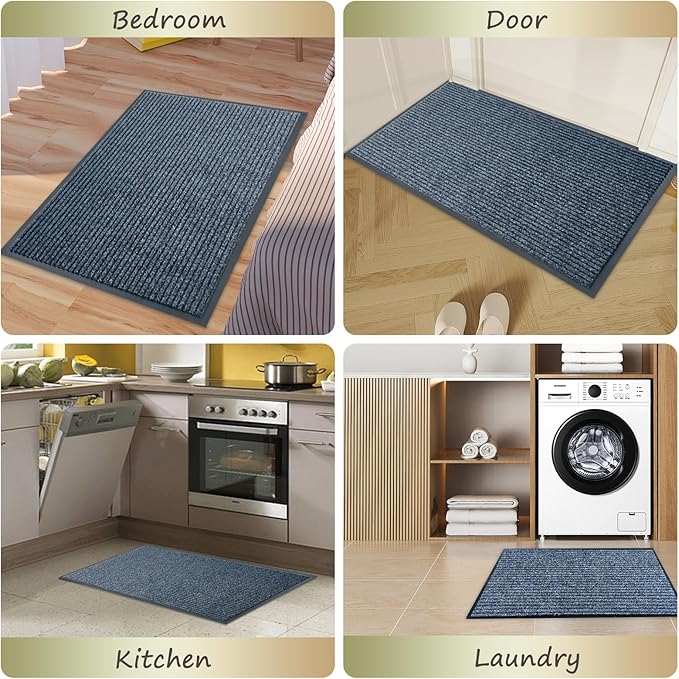 Front Door Mat,4'x8'Indoor Outdoor Door Mat,Heavy Duty Durable Welcome,Commercial Floor Mats Inside Outside Entrance, Waterproof All-Season, All-Weather Non Slip Backing Doormat for Entryway,Dark Gray