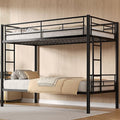 VECELO Bunk Bed Twin Over Twin, Metal Bunkbeds with Ladder and Full-Length Guardrail, No Box Spring Needed, Space Saving, Noise Free, Black