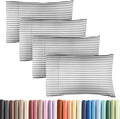 King Pillow Cases Set of 4 - Ultra Soft Hotel Quality Pillowcase Covers - Comfy, Cozy & Wrinkle Free - Shrinkage and Fade Resistant - Machine Washable Pillow Protectors - 4 Piece Set - Grey Stripes 2