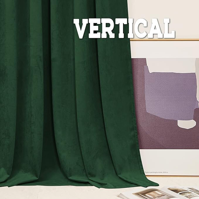 RYB HOME Velvet Closet Curtains 84 inches, Room Darkening Thermal Insulated Privacy Back Tab Drapes for Doorway Enterway, Dormitory, Hunter Green, W 42 x L 84 inches, 2 Panels Set