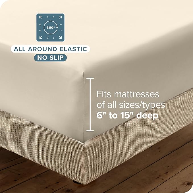 Bare Home Hotel Luxury Full Sheet Set, Extra Soft - 6 Piece Set - Deep Pockets - Easy Fit - Cooling & Breathable - Wrinkle, Fade, Stain Resistant - Includes 4 Pillowcases (Full, Sand)