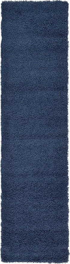 Unique Loom Solid Shag Collection Area Rug (2' 7" x 10' Runner Sapphire Blue/Navy Blue)