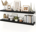 Floating Shelves for Wall, 9.3" Deep Wall Mounted Wood Shelves for Bathroom, Bedroom, Living Room, Kitchen, Hanging Shelf for Books/Storage/Room Decor (Black, 48")