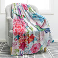 Jekeno Hummingbird Floral Blanket Bird Colorful Flowers Christian Blanket Birthday Christmas for Women Men Mom Wife Girls Bedroom Living Room Mother's Day Decor Plush Throw 60"x80"