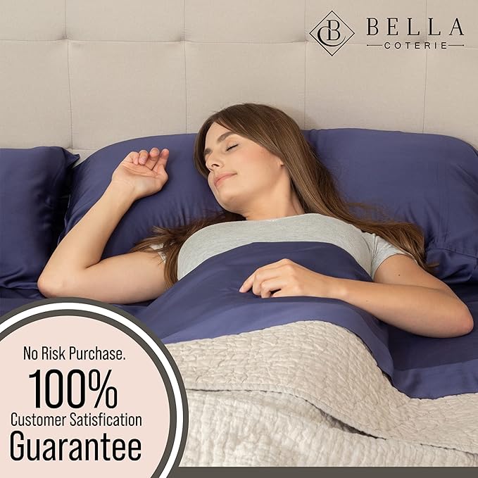Bella Coterie Luxury Bamboo Viscose Twin Size Sheet Set | 100% Organically Grown | Ultra Soft | Cooling for Hot Sleepers | 18" Deep Pocket [Twilight Blue]
