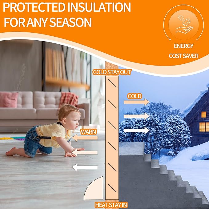 TORRAMI 38" Door Draft Stopper Under Bottom Insulation Noise Air Stopper 2.2LB,Draft Stopper Guard Seal for Doors and Windows - Light Gray