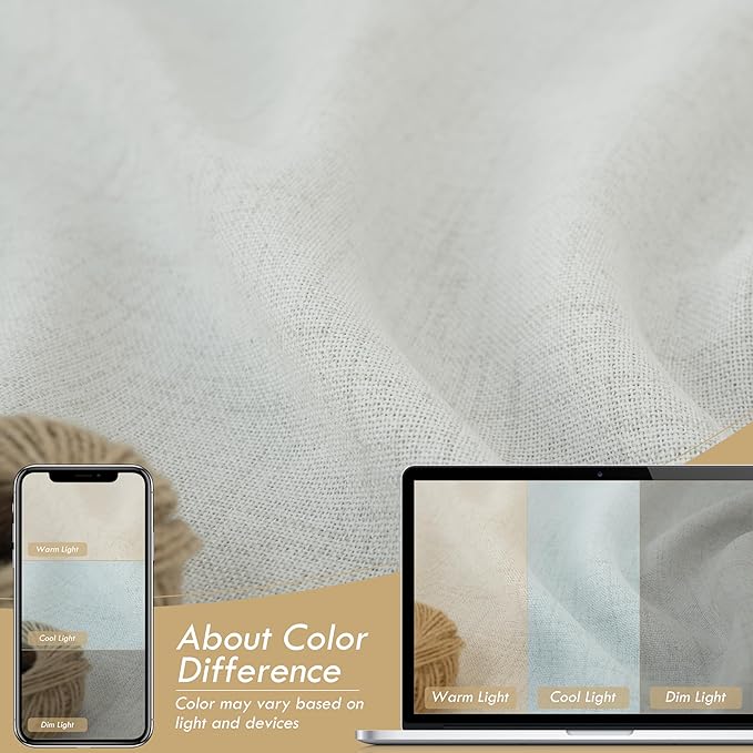 DriftAway Double Layer Linen Blackout Tie Up Curtains Thermal Insulated Fully Lined Balloon Roman Shade Bathroom Window Adjustable Rod Pocket for Small Window 25 Inch by 47 Inch Ivory Cream