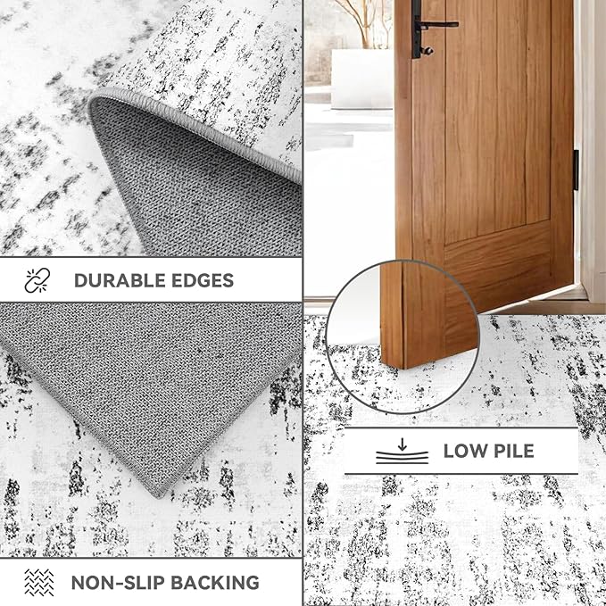 Area Rugs 6x9 Rug for Living Room - Machine Washable Neutral Modern Abstract Soft Rugs for Dining Room Floor Non-Shedding Carpets for Bedroom Farmhouse Home Office Decor