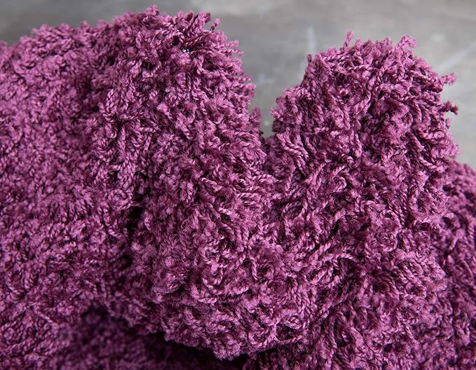 Unique Loom Solid Shag Collection Area Rug (2' 6" x 16' 5" Runner, Eggplant Purple)