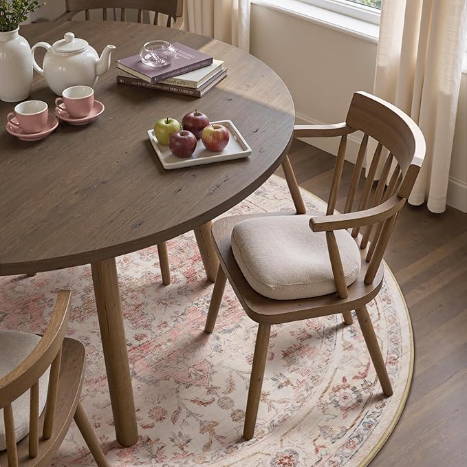 PADOOR 6FT Round Rug,Rugs for Living Room,Soft Pink Circle Rug,Machine Washable Rugs for Bedroom,Non Slip Carpet,Rug for Dining Room Living Room Bedside Office