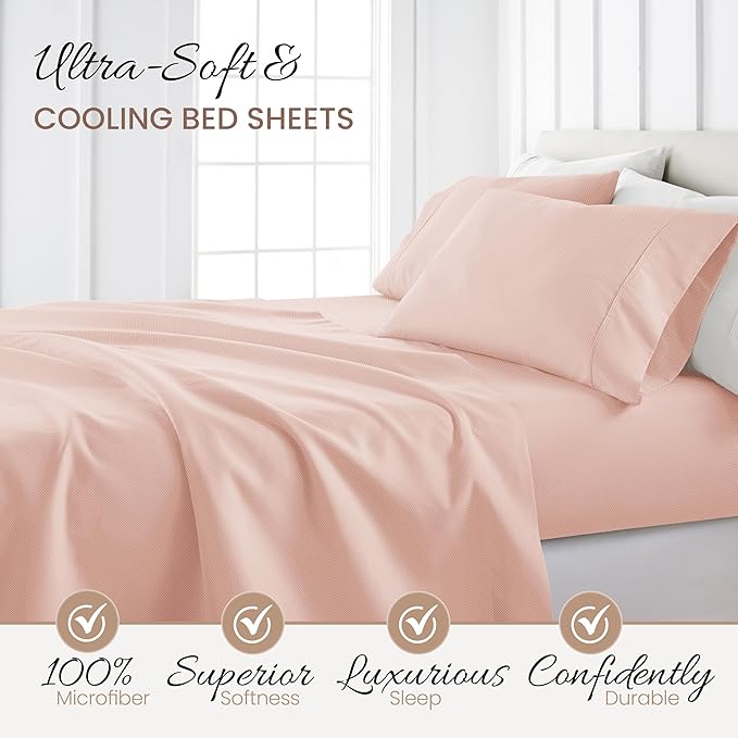 Linen Market 4 Piece California King Bedding Sheet Set (Pink Hearts) - Sleep Better Than Ever with These Ultra-Soft Cooling Bed Sheets for Your California King Size Bed - Deep Pocket Fits 16" Mattress