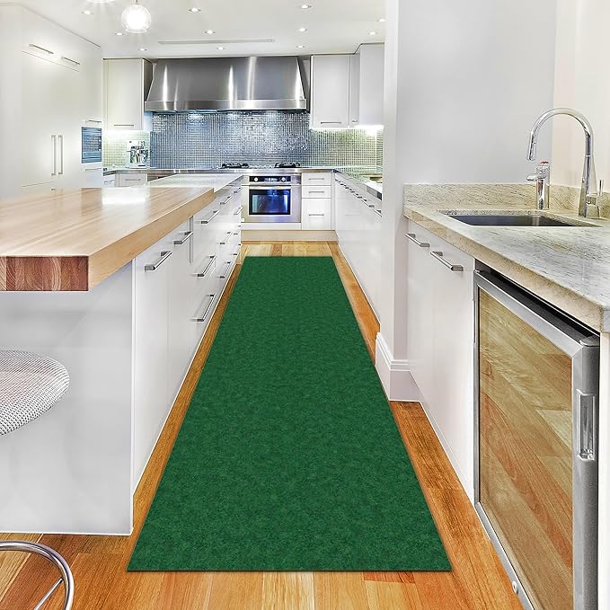 Ottomanson 2' x 46' Hallway Runner with Scraper Pile Extra Durable Non-Slip Rug Mat for Indoor & Outdoor Use - Ideal for Kitchen, Entryway, Patio & Garage - High-Traffic Carpet, Green
