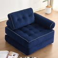 Plus Futon Sofa Bed for Small Spaces, Floor Couch with Armrest, Folding Sofa Couch, Convertible Sleeper Chair Bed with Pillow, Portable Comfy Floor Lounge for Living Room and Bedroom, Blue